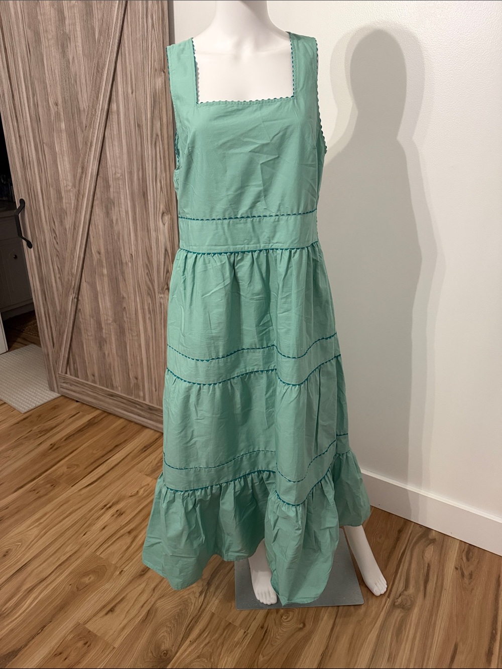 crown & ivy Mint Green Tiered Square-Neck Maxi Dress